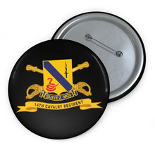 Load image into Gallery viewer, Custom Pin Buttons - 14th Cavalry Regiment w Br - Ribbon