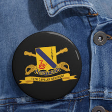Load image into Gallery viewer, Custom Pin Buttons - 14th Cavalry Regiment w Br - Ribbon