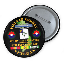 Load image into Gallery viewer, Custom Pin Buttons - Vietnam Combat Infantry Veteran w 4th Bn 47th Inf (Riverine) - 9th ID SSI