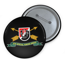Load image into Gallery viewer, Custom Pin Buttons - 6th Special Forces Group - Flash w Br - Ribbon X 300