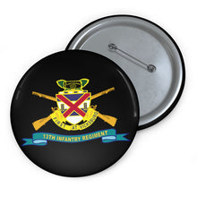 Load image into Gallery viewer, Custom Pin Buttons - 13th Infantry Regiment - DUI w Br - Ribbon X 300