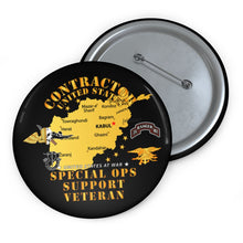 Load image into Gallery viewer, Custom Pin Buttons - GOVT - Contractor - Special Operations Support Veteran - Afghanistan