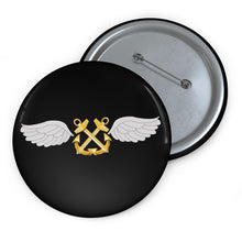 Load image into Gallery viewer, Custom Pin Buttons - Navy - Rate - Aviation Boatswain's Mate - Gold Anchor wo Txt w DS