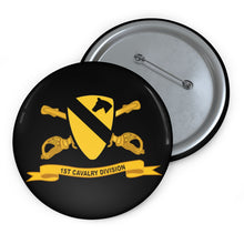 Load image into Gallery viewer, Custom Pin Buttons - 1st Cavalry Division - SSI wo White Border w Br - Ribbon