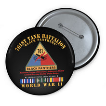 Load image into Gallery viewer, Custom Pin Buttons - 761st Tank Battalion - Black Panthers w SSI Name Tape WWII EU SVC X 300
