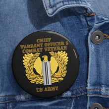 Load image into Gallery viewer, Custom Pin Buttons - Emblem - Warrant Officer 5 - CW5 w Eagle - Combat Veteran