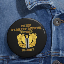 Load image into Gallery viewer, Custom Pin Buttons - Warrant Officer 5 - CW5 w Eagle - US Army - Retired