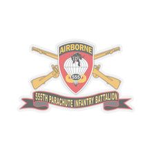 Load image into Gallery viewer, Kiss-Cut Stickers - Army - 555th Parachute Infantry Battalion - SSI - Black - Red w Br - Ribbon X 300