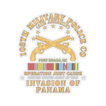 Load image into Gallery viewer, Kiss-Cut Stickers - Just Cause - 108th Military Police Co-Air Assault - FBNC w Svc Ribbons