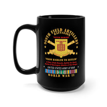 Load image into Gallery viewer, Black Mug 15oz - DUI - 969th Field Artillery Battalion - DUI w Br - From Harlem to Hitler - w EUR SVC WWII X 300