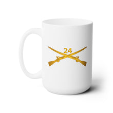 Load image into Gallery viewer, White Ceramic Mug 15oz - Army - 24th Infantry Regiment Branch wo Txt