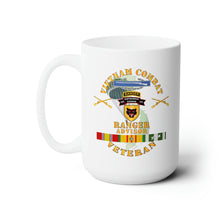 Load image into Gallery viewer, White Ceramic Mug 15oz - Army - Vietnam Combat Infantry Vet w Vietnamese Ranger Advisor w Parachute X 300