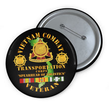 Load image into Gallery viewer, Custom Pin Buttons - Vietnam Combat Vet - Transportation Corps w VN SVC X 300