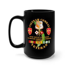 Load image into Gallery viewer, Black Mug 15oz - Vietnam Combat Vet w 69th Signal Bn DUI - USMacv w VN SVC