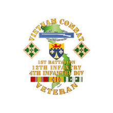Load image into Gallery viewer, Kiss-Cut Vinyl Decals - Army - Vietnam Combat Infantry Vet w 1st Bn 12th Inf - 4th ID w 2 Stars