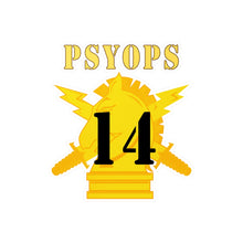 Load image into Gallery viewer, Kiss-Cut Vinyl Decals - Army - PSYOPS w Branch Insignia - 14th Battalion Numeral - Line X 300 - Hat