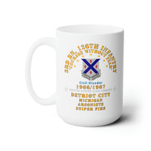 Load image into Gallery viewer, White Ceramic Mug 15oz - Army - 3rd Bn 126th Infantry Detroit City MI - Arson - Sniper 1966 - 1967 - Civil Disorder