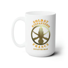 Load image into Gallery viewer, White Ceramic Mug 15oz - France - French Military Infantry Beret Cap Badge