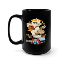 Load image into Gallery viewer, Black Mug 15oz - Gulf War Combat Armor Vet w 1st Armored Division X 300