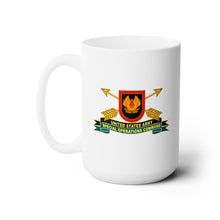 Load image into Gallery viewer, White Ceramic Mug 15oz - Army - US Army Special Operations Command - Sine Pari - Flash w Br - Ribbon X 300