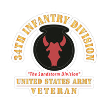 Load image into Gallery viewer, Kiss - Cut Stickers - Army - SSI - 34th Infantry Division - The Sandstorm Division - US Army Veteran X 300