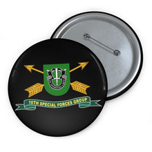 Load image into Gallery viewer, Custom Pin Buttons - 10th Special Forces Group - Flash w Br - Ribbon X 300