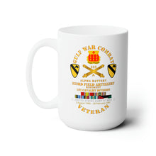Load image into Gallery viewer, White Ceramic Mug 15oz - Army - Gulf War Combat Vet w A Btry 333rd FAR - 1st Cav Div w GULF SVC