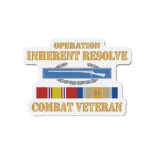 Load image into Gallery viewer, Die-Cut Magnets - Army - Opn Inherent Resolve (OIR) SVC Bar w CIB - Combat Veteran X 300