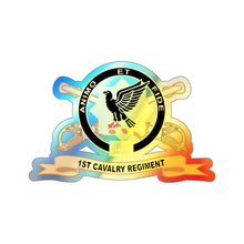 Load image into Gallery viewer, Holographic Die-cut Stickers - Army - 1st Cavalry Regiment w Br - Ribbon