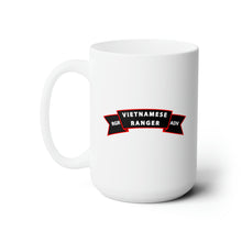 Load image into Gallery viewer, White Ceramic Mug 15oz - SOF - SSI - Vietnamese Ranger Advisor Scroll X 300