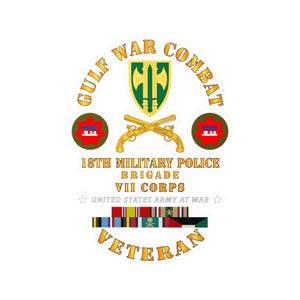 Kiss-Cut Vinyl Decals - Army - Gulf War Combat Vet - 18th MP Brigade - VII Corps w GULF Svc