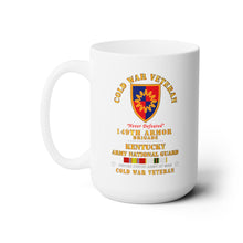 Load image into Gallery viewer, White Ceramic Mug 15oz - Army - Cold War Vet - 149th Armor Brigade Kentucky ARNG w COLD SVC