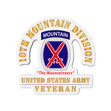 Load image into Gallery viewer, Die-Cut Magnets - Army - SSI - 10th Mountain Division - The Mountaineers - US Army Veteran X 300