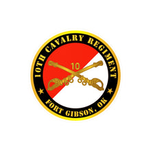 Load image into Gallery viewer, Kiss-Cut Vinyl Decals - Army - 10th Cavalry Regiment - Fort Gibson, OK w Cav Branch