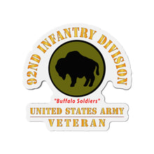 Load image into Gallery viewer, Die-Cut Magnets - Army - SSI - 92nd Infantry Division - Buffalo Soldiers - US Army Veteran X 300