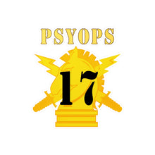 Load image into Gallery viewer, Kiss-Cut Vinyl Decals - Army - PSYOPS w Branch Insignia - 17th Battalion Numeral - Line X 300 - Hat