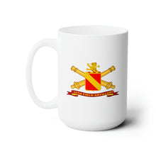Load image into Gallery viewer, White Ceramic Mug 15oz - Army - 35th Field Artillery w Br - Ribbon