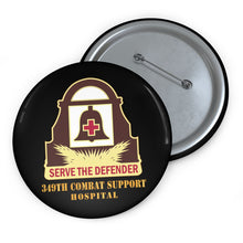 Load image into Gallery viewer, Custom Pin Buttons - 349th Combat Support Hospital - DUI w Txt X 300