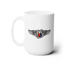 Load image into Gallery viewer, White Ceramic Mug 15oz - AAC - WASP Wing w Finella wo Txt
