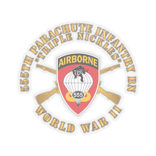 Load image into Gallery viewer, Kiss-Cut Stickers - Army - 555th Infantry Parachute Bn SSI - Triple Nickles - WWII w Br X 300