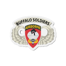 Load image into Gallery viewer, Die-Cut Magnets - Airborne Badge - 555th Parachute Infantry Bn - SSI w Buffalo Soldiers Tab X 300