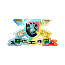 Load image into Gallery viewer, Holographic Die-cut Stickers - 11th Special Forces Group - Flash w Br - Ribbon X 300