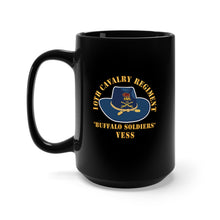 Load image into Gallery viewer, Black Mug 15oz - Army - 10th Cavalry Regiment w Cav Hat - Buffalo Soldiers