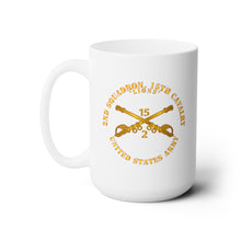 Load image into Gallery viewer, White Ceramic Mug 15oz - Army - 2nd Squadron, 15th Cavalry - Lions w Br