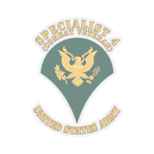 Load image into Gallery viewer, Kiss-Cut Stickers - Army - Enlisted - SPC 4 - Specialist 4 - Std - Combat Veteran X 300