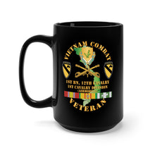Load image into Gallery viewer, Black Mug 15oz - Army - Vietnam Combat Cavalry Veteran w 1st Bn 12th Cav DUI - 1st Cav Div X 300