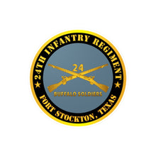 Load image into Gallery viewer, Kiss-Cut Vinyl Decals - Army - 24th Infantry Regiment - Fort Stockton, TX - Buffalo Soldiers w Inf Branch X 300