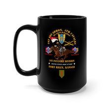 Load image into Gallery viewer, Black Mug 15oz - Army - 1st Squadron, 4th Cavalry - 1st Inf Div - Devil Bde - Ft Riley, KS w Rider X 300