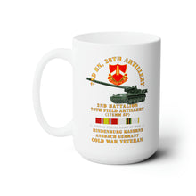 Load image into Gallery viewer, White Ceramic Mug 15oz - Army - 2nd Bn 28th Artillery - 175mm - Hindenburg Ansbach Germany w COLD SVC