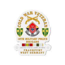Load image into Gallery viewer, Die-Cut Magnets - Army - Cold War Vet - 18th MP Bde DUI - SSI w COLD SVC
